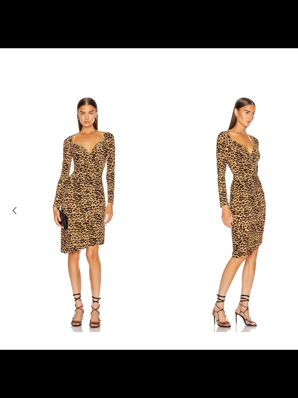 Norma Kamali Leopard-Print Long Sleeve Dress in Tan and Black